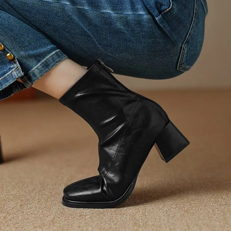 Casual Fashionable Plain Ankle Boots-1