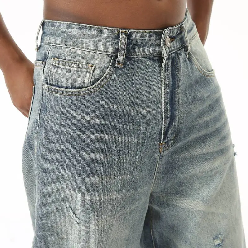 Fashionable Washed Loose Jeans-3