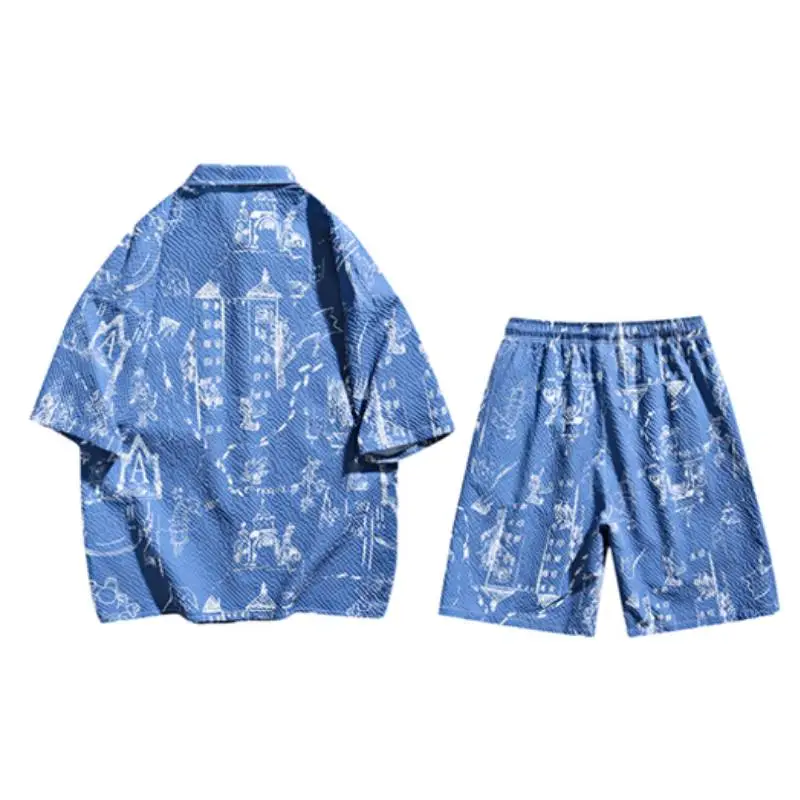 Five Point Sleeve Shirt And Pants Large Size Set-1
