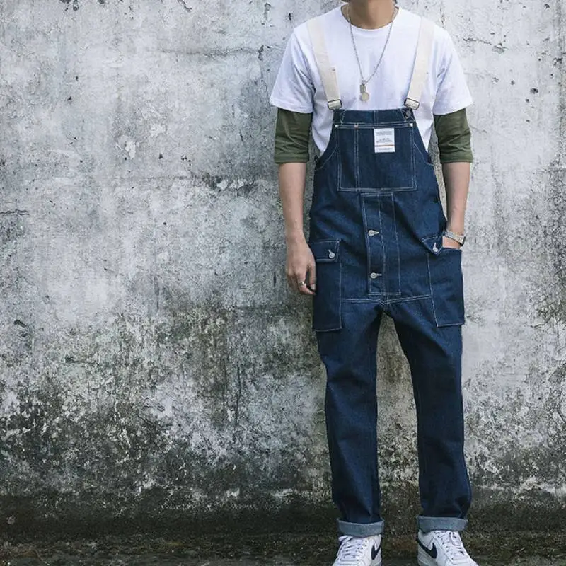 Retro Loose Blended Synthetic Fabrics Overall-5
