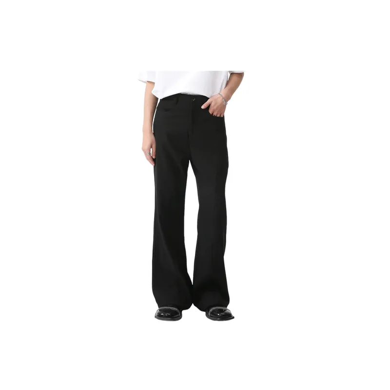 Loose Plain Blended Synthetic Fabrics Suit Trousers-4