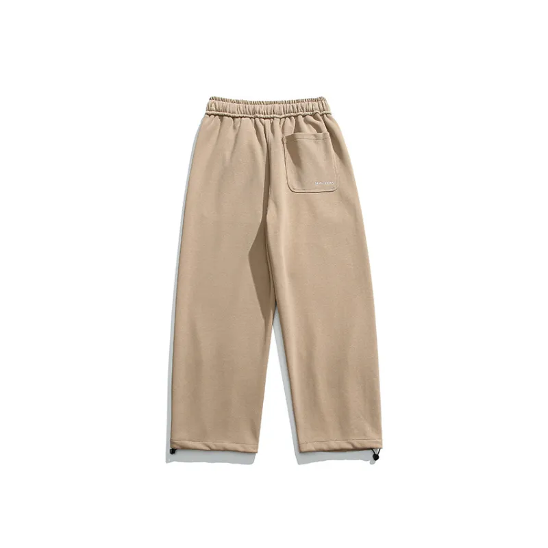 Solid Color Basic Embroidered Casual Pants-7