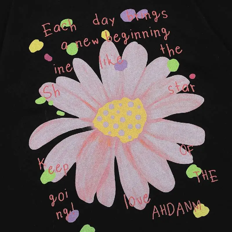 Simple Flowers Cotton T Shirt Unisex-4