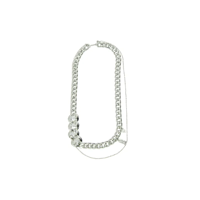 Double Layer Bead Chain Decorative Necklace-0