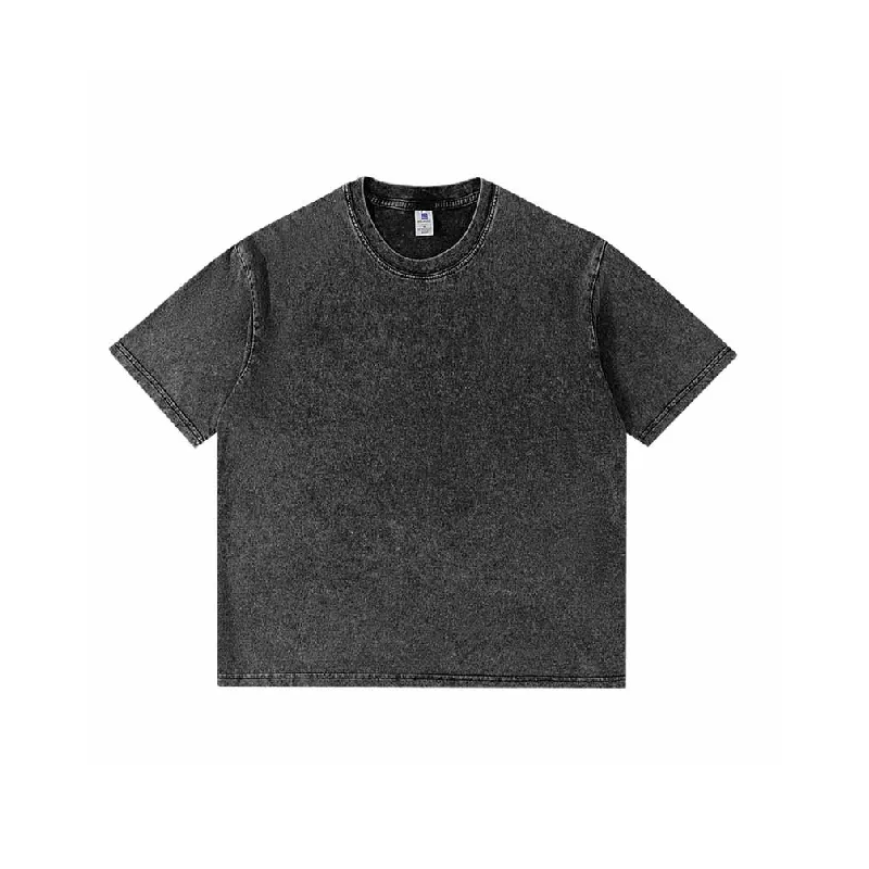 Retro Washed Cotton Blended Fabric T Shirt-6
