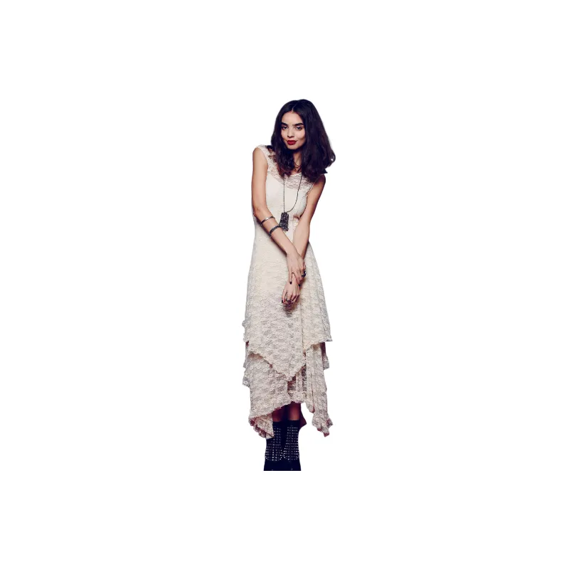Fashionable Plain Lace Dress Women-1