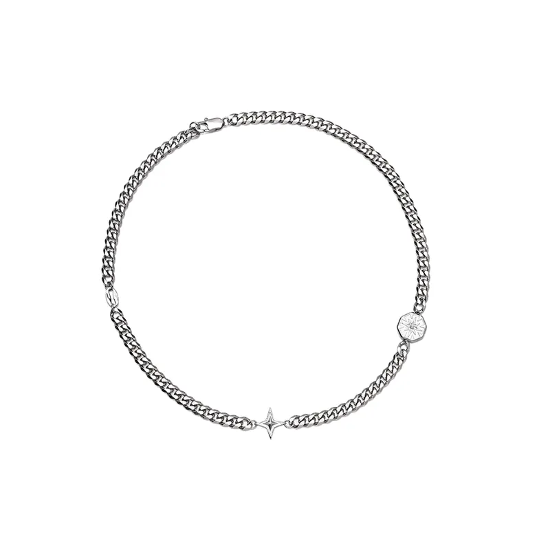 Star Necklace Trendy Hip Hop Titanium Steel-0