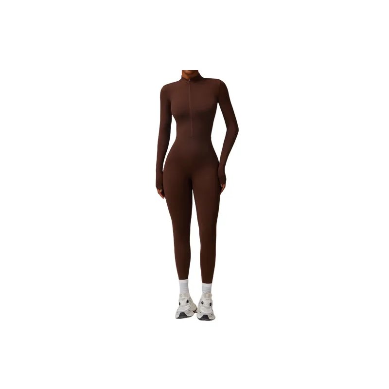 Casual Zipper Bodysuit Women-5