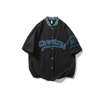 Embroidered Letter Baseball T Shirt