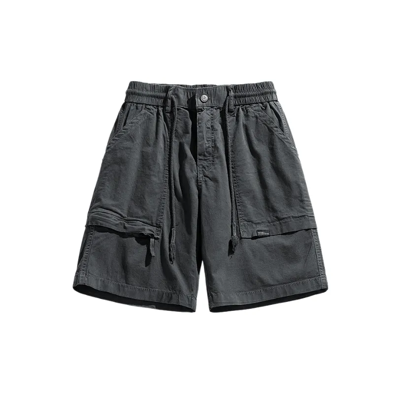 Casual Washed Berber Fleece Cargo Shorts-0