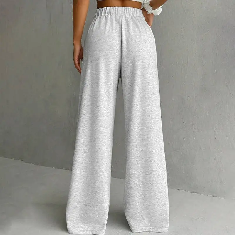 Loose Wide Leg Polyester Casual Pants Women-3