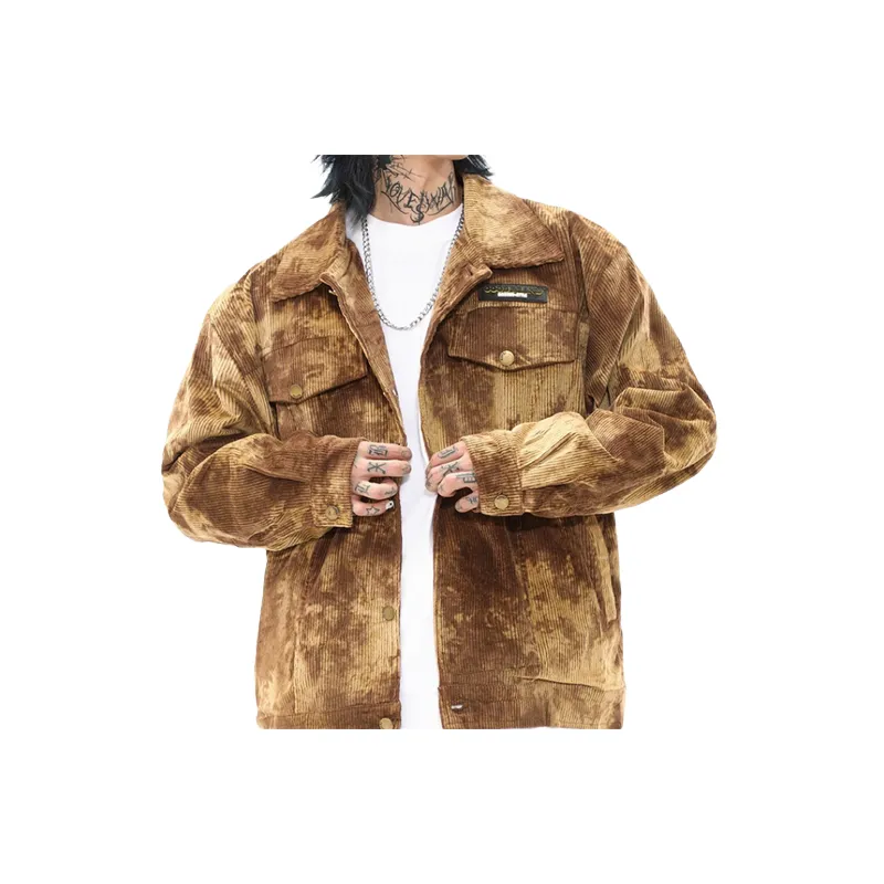 Tie Dye Gradient Retro Corduroy Jacket-2