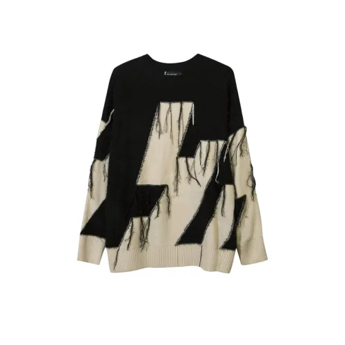 Street Retro Design Sense Jacquard Contrast Color Sweater