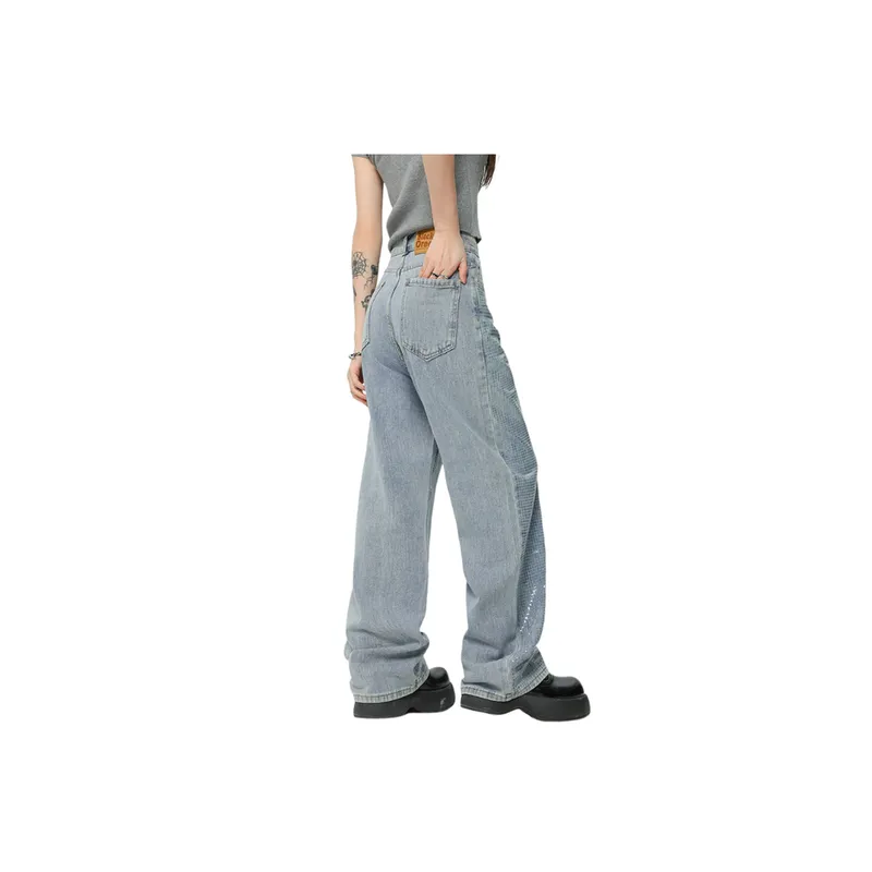 Trendy Sequined Retro Washed Jeans-7