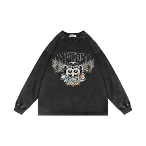 Vintage Owl Print Diablo Old Washed Round Neck Hoodie