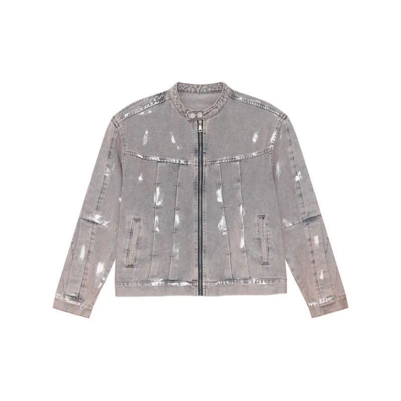 Ink Splashing Denim Jacket-0