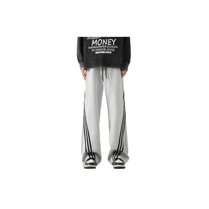 Retro Striped Blended Synthetic Fabrics Casual Pants-2