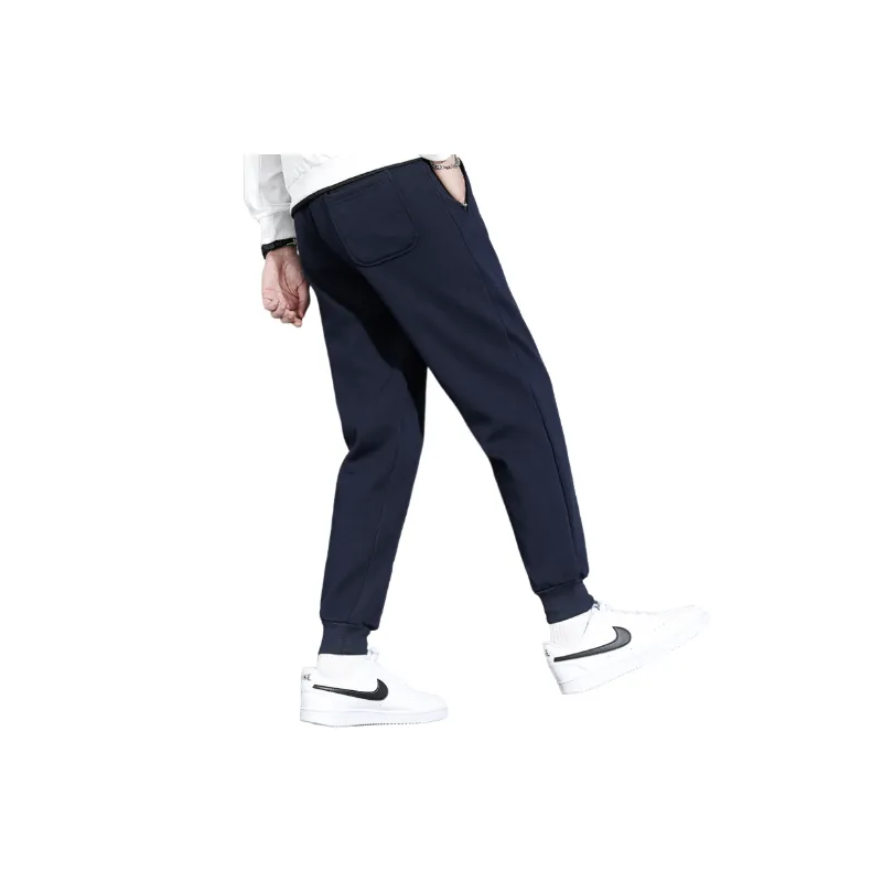 Plain Loose Cotton Blended Fabric Casual Pants Unisex-8