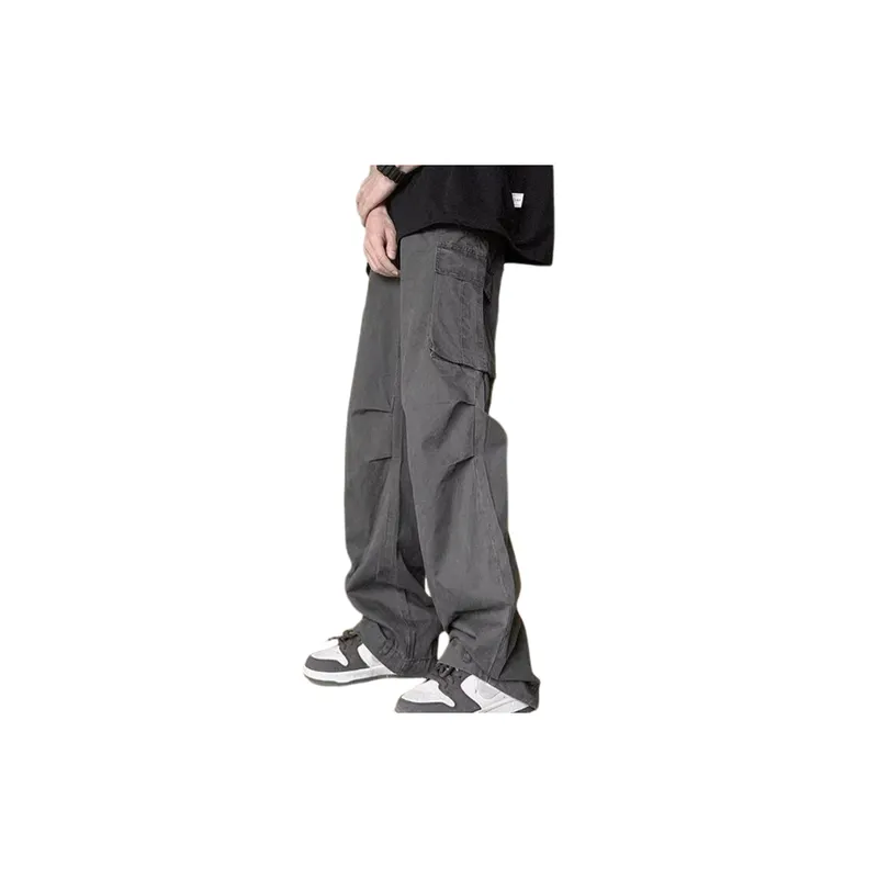High Street Fashionable Loose Wide leg Straight Pants-0