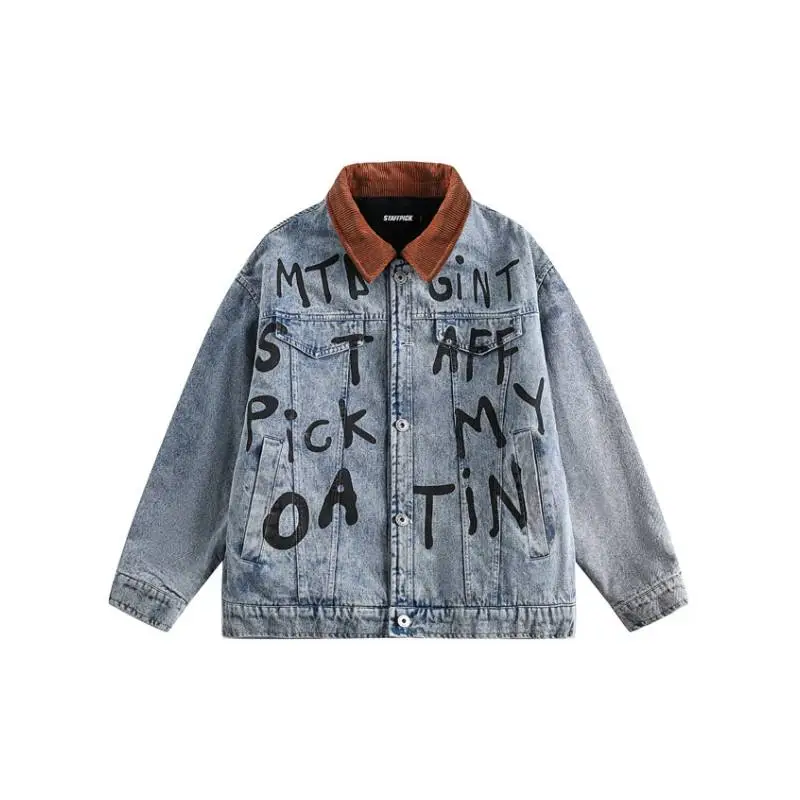 Fashion Ruffian Handsome Niche Design Sense Loose Denim Cotton padded Jacket