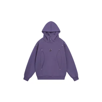 Retro Design Sense Metal Decoration Hot Stamping Long Sleeve Hooded Sweatshirt