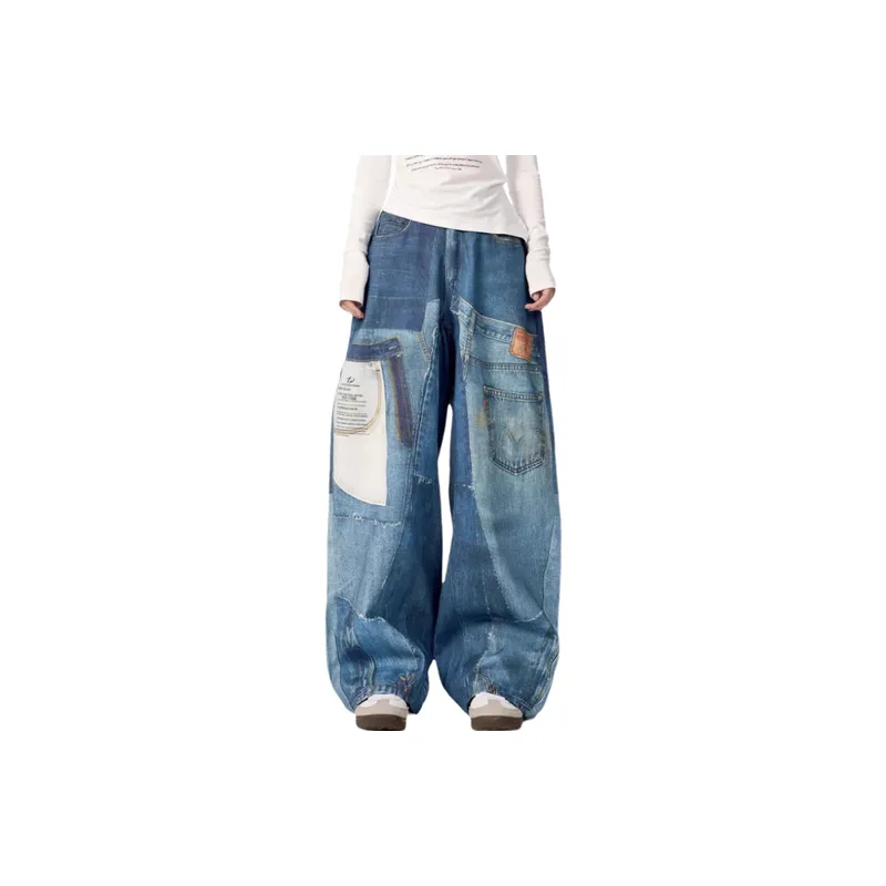 Street Retro Loose Jeans-0