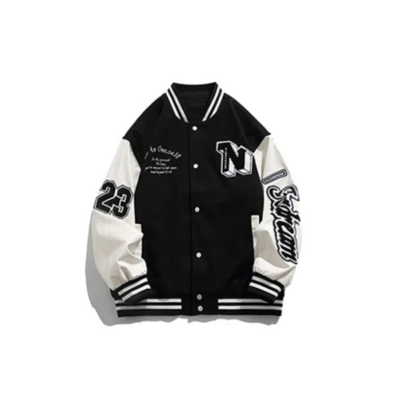 Retro Embroidered Contrast Color Baseball Suit Jacket-8