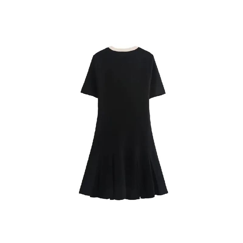 Fashion Contrast Color Knitted Fabric Dress Women-1