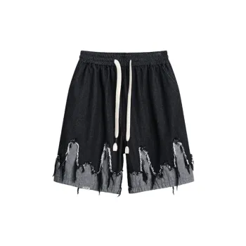 Street Hip Hop Ripped Cat Whiskers Denim Shorts