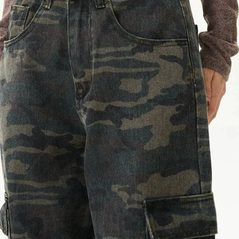 Casual Loose Denim Cargo Pants Women-3