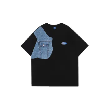 Loose Contrast Color Cotton T Shirt Unisex