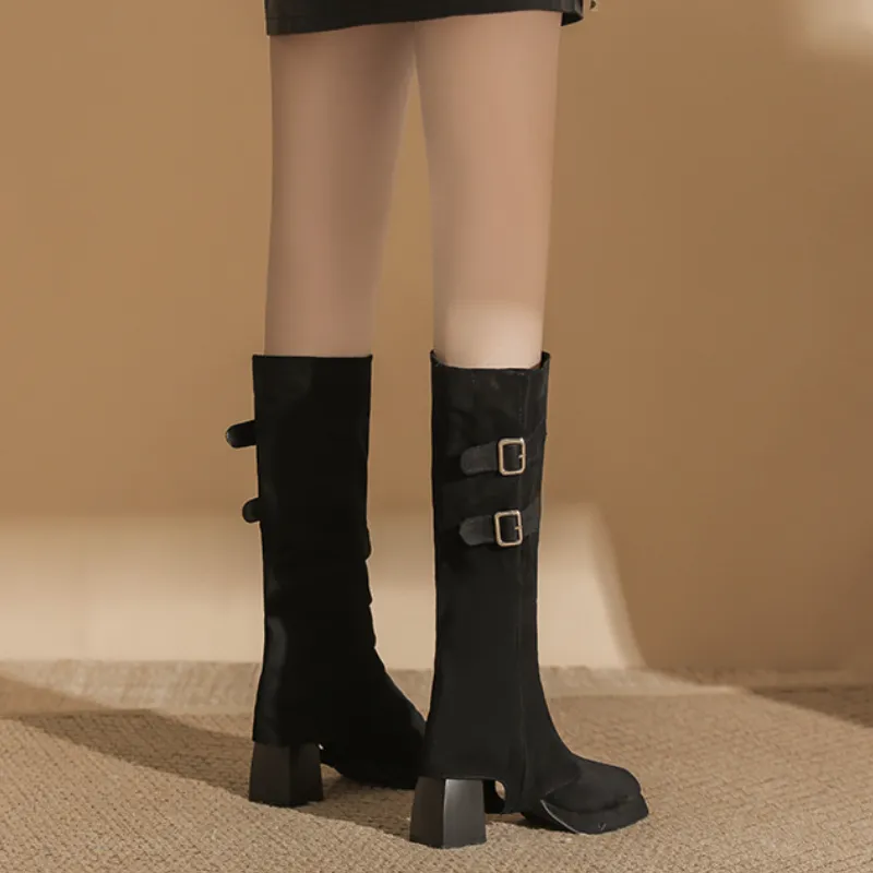 Fashionable Metal Knee High Boots-2