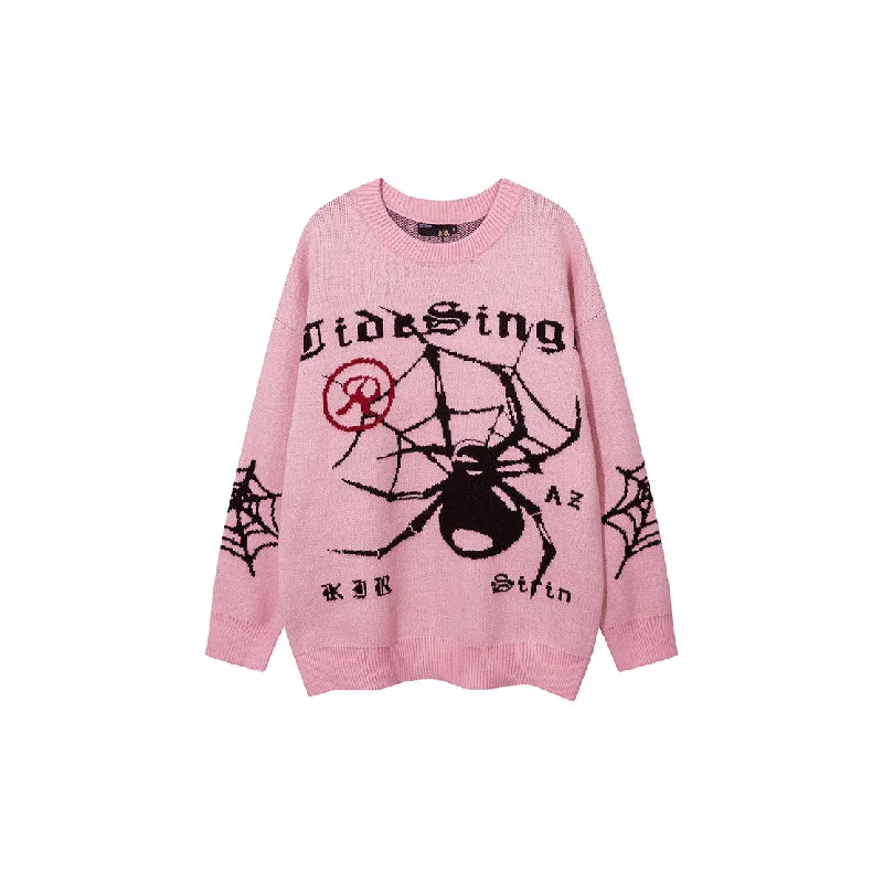 Retro Spider Cotton Blended Fabric Sweater-0