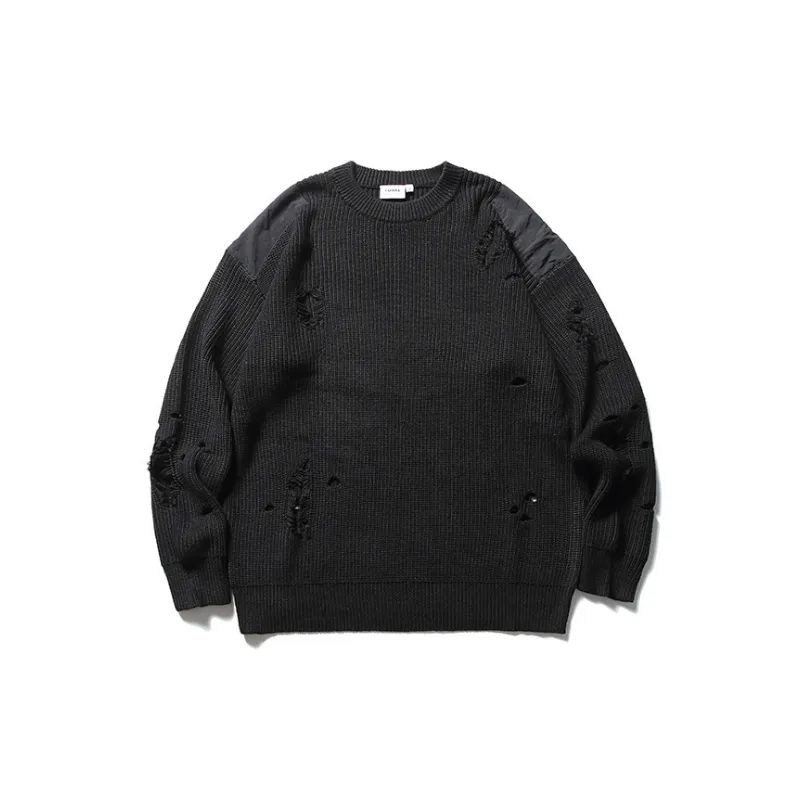 Contrast Color Stitching Loose Sweater-0