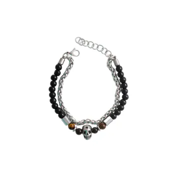 Hip Hop Stainless Steel Skull Tiger Stone Bracelet Trendy Bracelet