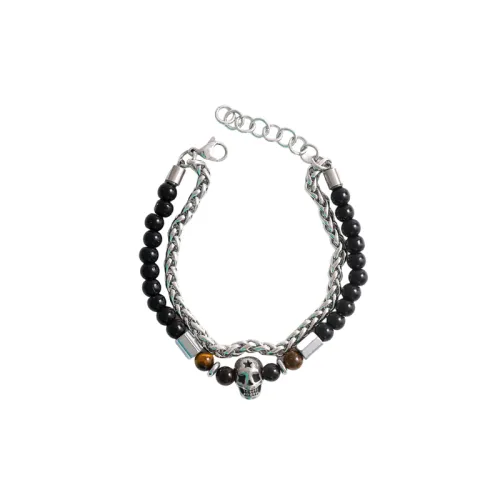 Hip Hop Stainless Steel Skull Tiger Stone Bracelet Trendy Bracelet