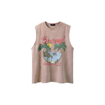 Tree Print Casual Sleeveless Vest