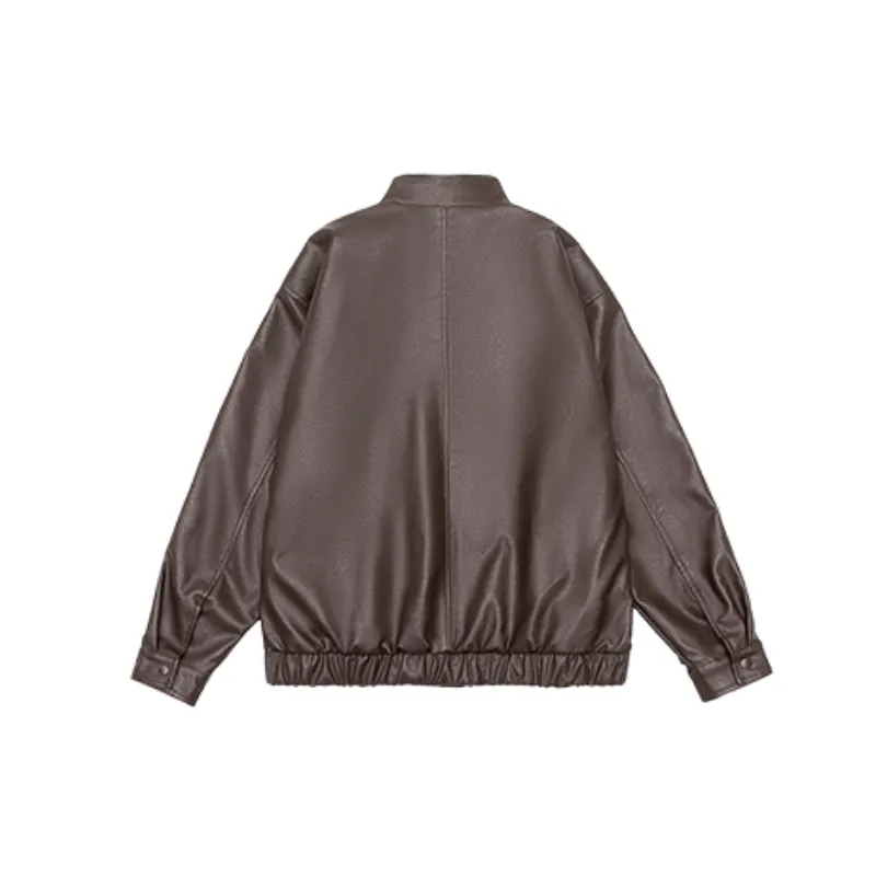 Retro Loose PU Jacket-5