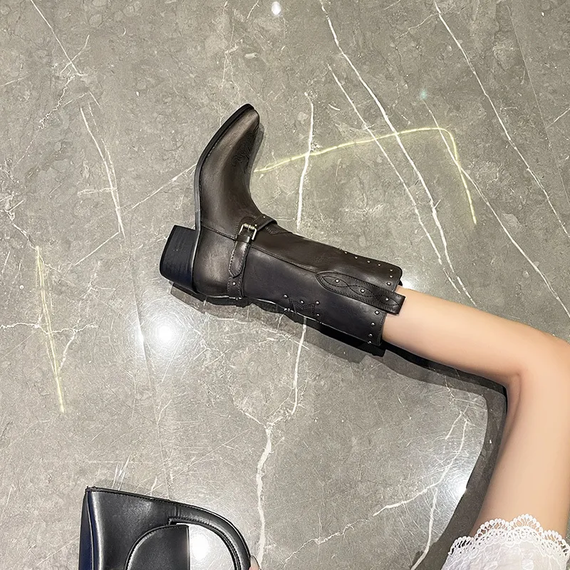 Retro Embroidered Knee High Boots-2