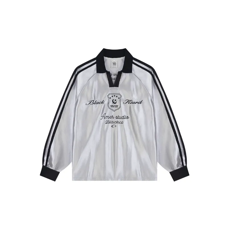 Retro Letter Loose Polo Shirt-0