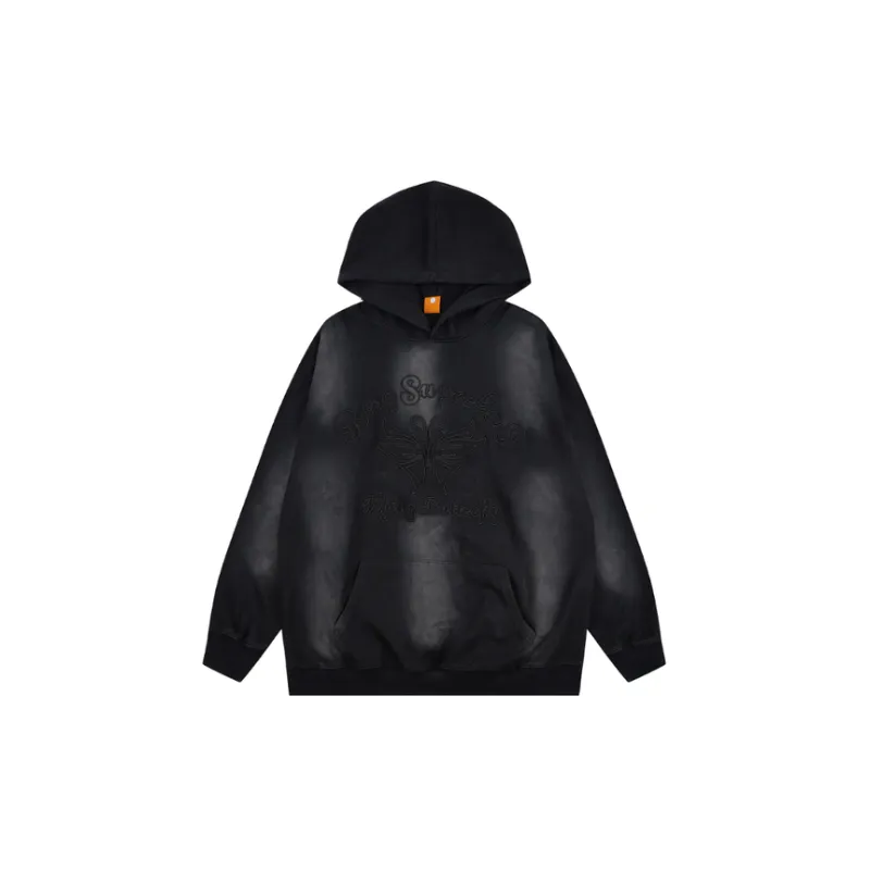 Ins Street Trendy Retro Wash Water Dressed Printed Hooded Pullover Sweater-3