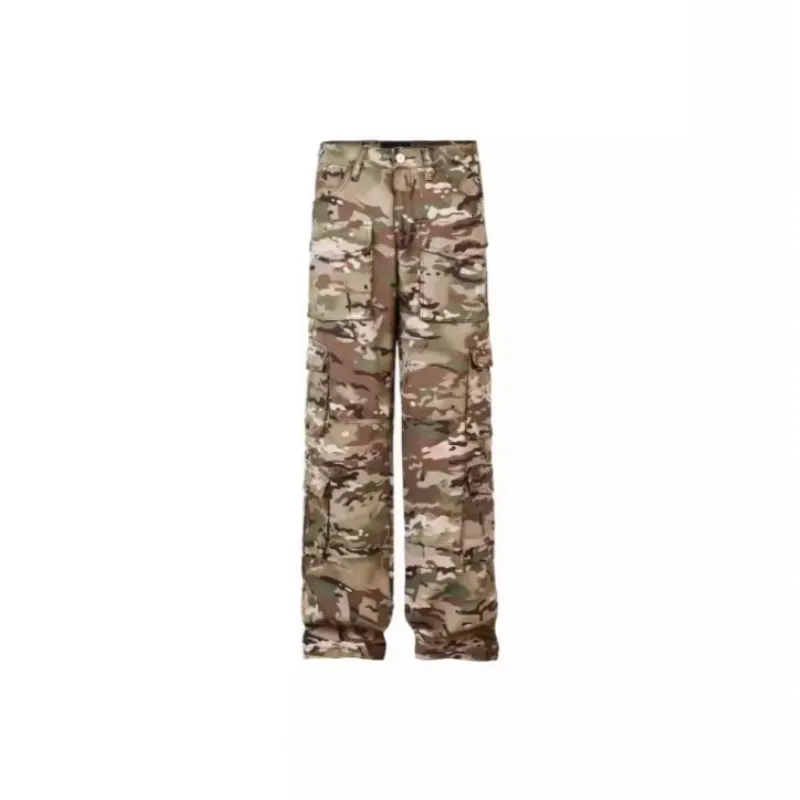 Casual Straight Blended Synthetic Fabrics Cargo Pants-0