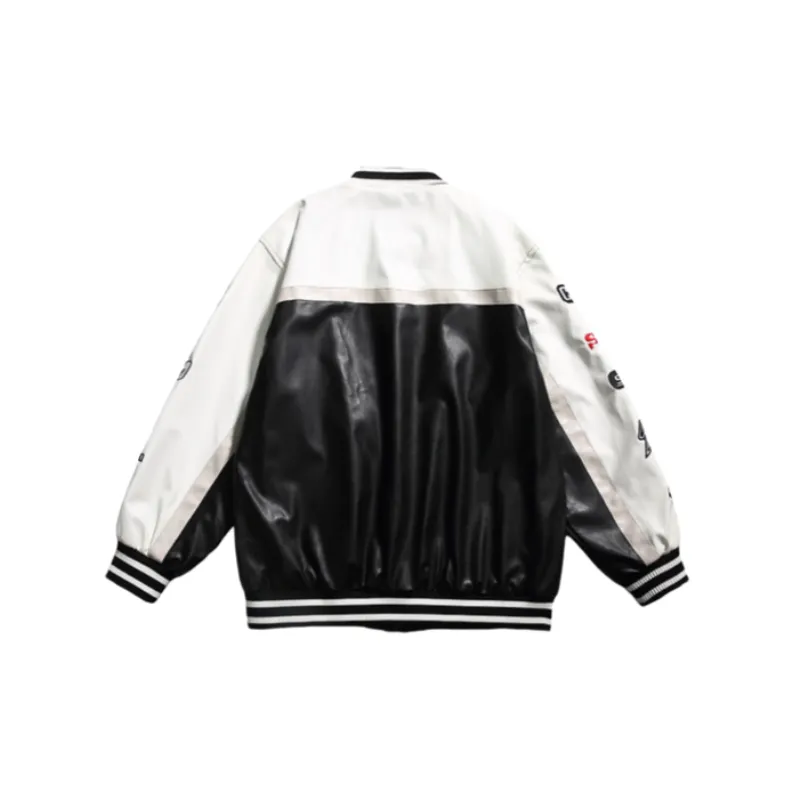 Retro Heavy Embroidered PU Leather Jacket-5