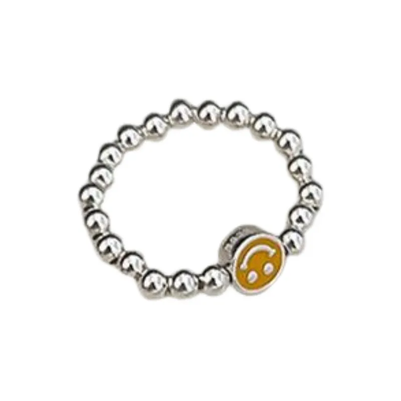 Colored Beaded Smiley Face Ring-4