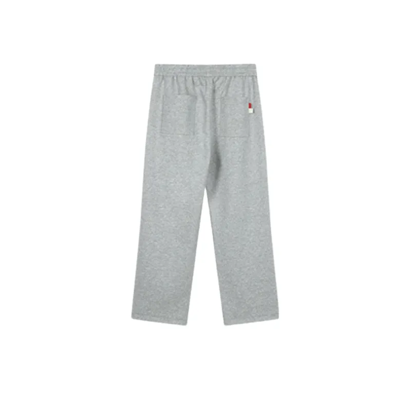 Solid Color Trendy Embroidered Logo Drawstring Casual Pants-1