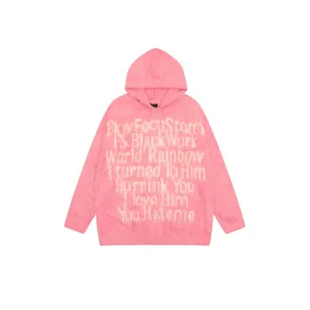 Trendy Design Mink Hair Letter Jacquard Hoodie