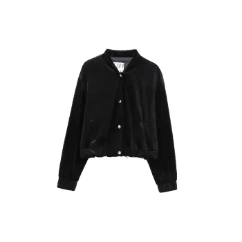 Casual Fashionable Polyester Velvet Jacket Women