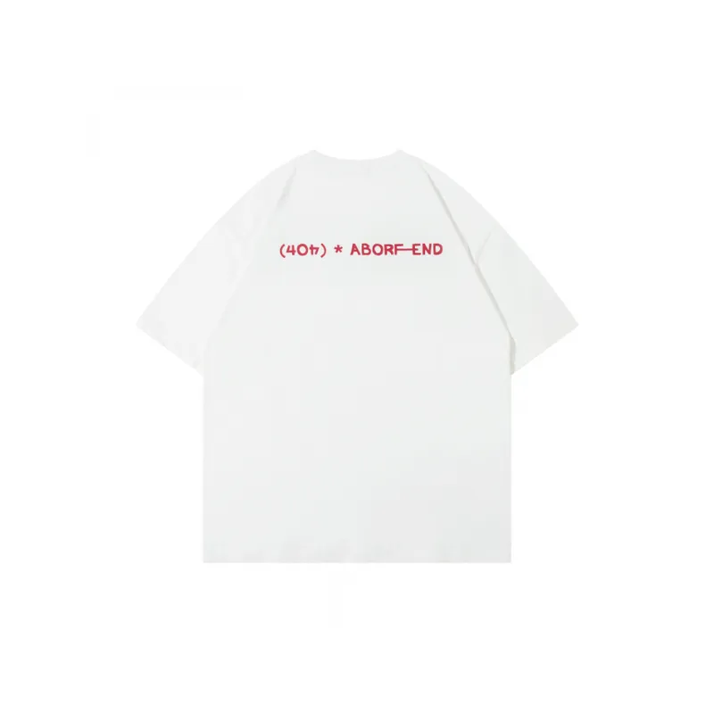 Street Fashion Loose Font Line Pulp Print Short sleeved Loose T shirt-1