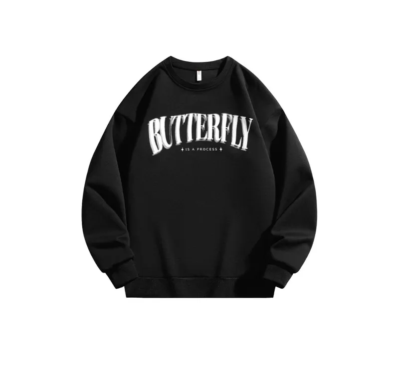 Butterfly Print Round Neck Sweatshirt-4