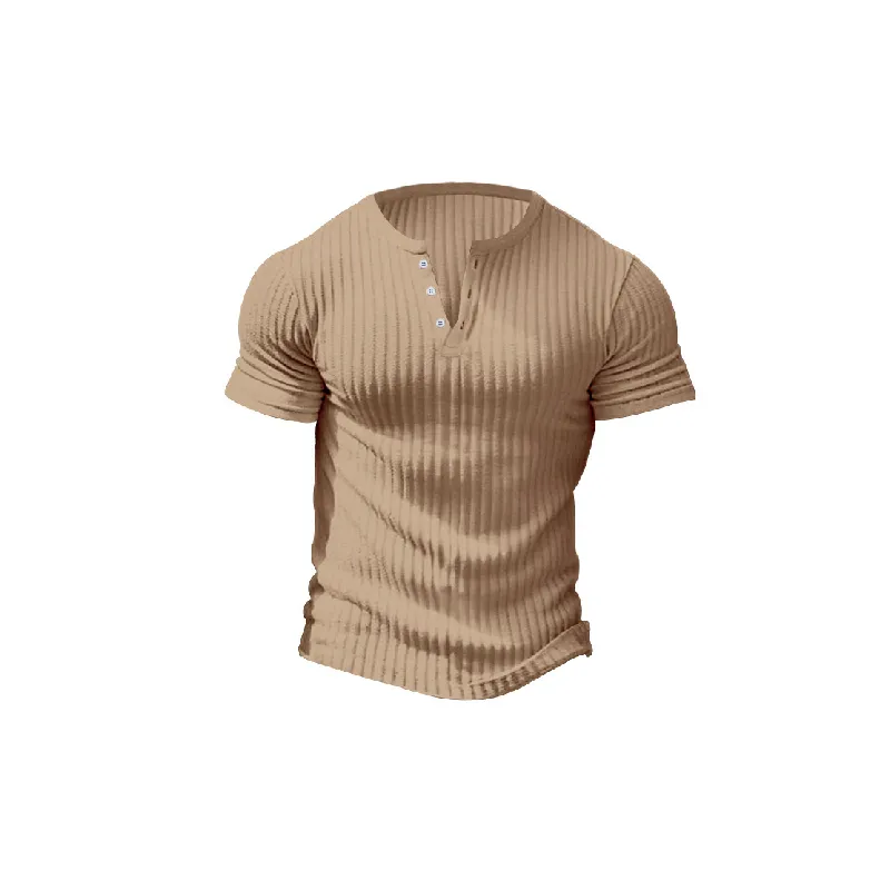 Casual Plain Blended Synthetic Fabrics T Shirt-8